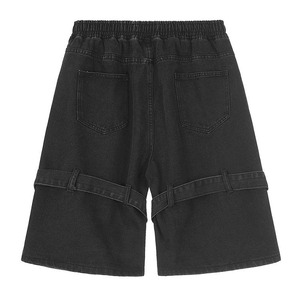 Nouveaux shorts en jean tissé décontractés pour hommes, coupe droite, taille mi-haute, avec ceinture boutonnée, collection été - Product Image 2