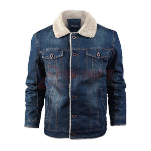 Chaqueta de mezclilla de lana de invierno para hombre, abrigo vaquero de estilo bombardero informal cálido, ropa de calle de Vaquero de algodón, ropa de mezclilla - Product Image 1