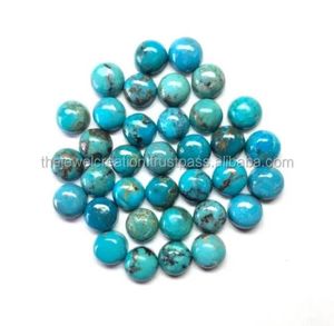 Création de bijoux, cabochons lisses en turquoise bleue naturelle d'Arizona de 8 mm, calibrés, certifiés IGI, qualité AAA, faits à la main en Inde - Product Image 3