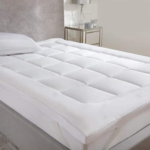 Protège-matelas matelassé rafraîchissant blanc en polyester 400TC, toutes saisons, lavable, pour usage domestique et hôtelier, teinture unie - Product Image 2