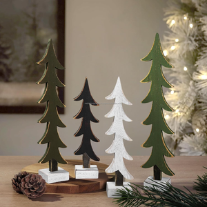 Style nordique PE bois Mini arbre de noël bordure Stock couronne de bureau carillons décorations de noël avec base debout - Product Image 3
