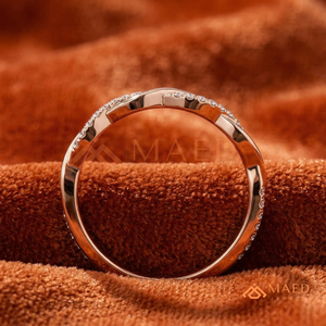 14K <b>Rose</b> Gold Twisted Vine Diamond Ring |<b>Infinity</b> Lab Grown Diamond Wedding Band | Pink Gold Pave Moissanite Stackable Ring - Product Image 4