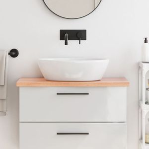 Mobile da bagno in legno massello marrone chiaro 31,5"x15,7"x(0,8"-1,6") con piano d'appoggio trattato con finitura chiaro - Product Image 1