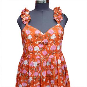 Vestido Maxi de Algodón Ecológico con Estampado Floral Hecho a Mano, Sin Mangas, para Verano y Otoño, Estilo Indio, Lavable - Product Image 6