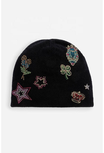 Nuevos Gorros de Punto con Pedrería, Gorros Sólidos con Diseño y Logotipo Personalizados, Gorro Casual Cálido para Mujer, Precio al por Mayor 2026 - Product Image 4