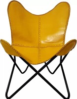 Chaise de loisirs pliable en forme de papillon avec pieds en métal robustes en cuir véritable, design élégant pour chambre à coucher, appartement et utilisation en extérieur