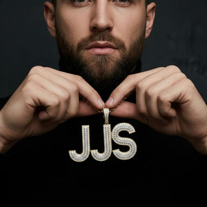 Collar Unisex de Plata de Ley 925 Chapado en Oro de 14k con Diamante Moissanita y Letra de Rapero, Colgante Personalizable de Alta Calidad - Product Image 3