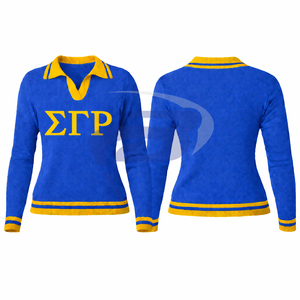Suéter de punto verde informal para mujer de la hermandad Sigma Gamma Rho con estampado de letras SGR, suéter con letras en la parte superior, personalizado con cualquier logotipo - Product Image 3