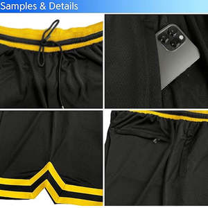 กางเกงบาสเก็ตบอลตาข่ายผู้ชายขายส่ง เอวยางยืด แห้งเร็ว ระบายอากาศดี มีกระเป๋า เหมาะสำหรับออกกำลังกาย วิ่ง และฝึกซ้อม - Product Image 3