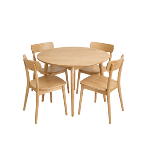 ARTERRA Premium Eco Friendly Teak Wood <b>Round</b> <b>Dining</b> <b>Set</b> Modern Kitchen <b>Table</b> with Chairs <b>for</b> Hotel Project - Product Image 1
