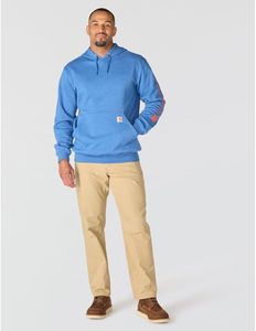 เสื้อสเวตเชิ้ตมีฮู้ดผ้าฟลีซสีน้ำเงินสำหรับผู้ชาย ทรงปกติ สีพื้น โลโก้ที่แขนซ้าย สไตล์ลำลอง สำหรับฤดูใบไม้ร่วง - Product Image 3