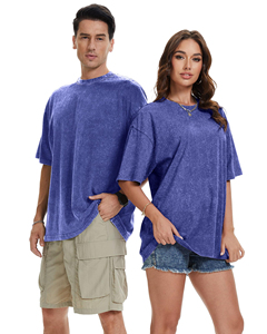 เสื้อยืดเบสิคทรงโอเวอร์ไซส์ ผ้าฟอกสี 280 กรัม คอเสื้อแบบดรอปโชว์เดอร์ เสื้อเบสิคผู้ชาย วินเทจ แขนสั้น สีพื้น เสื้อยูนิเซ็กส์ - Product Image 3