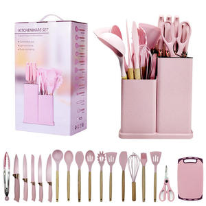 Ensemble de 19 ustensiles de cuisine avec manches en bois, ustensiles en plastique sans BPA, bloc de rangement pour couteaux de cuisine - Product Image 3
