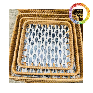 Bandeja Tejida con Incrustaciones de Concha para Servicio de Café, Centro de Mesa para Desayuno y Exhibiciones Decorativas - Product Image 5