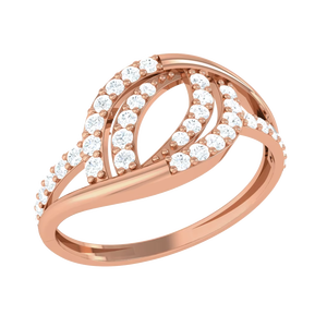 แหวนเพชรโรสโกลด์สุดโรแมนติก ดีไซน์ประดับอัญมณีระยิบระยับหลายแถวอย่างหรูหรา - ของขวัญที่สมบูรณ์แบบสำหรับเธอ - Product Image 3