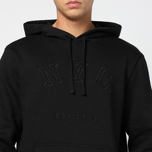 Sweat-shirt à capuche noir pour homme, coupe classique, en coton French Terry, imprimé lettres sur le devant, décontracté, pour l'automne - Product Image 6