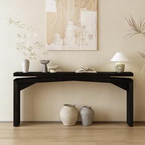 Mesa Consola Negra Moderna con Diseño Arquitectónico en Madera, Mueble Extra Largo para Pasillo - Product Image 5