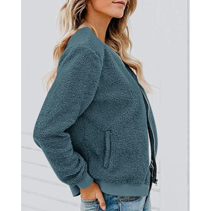 OEM Custom Design Blank Wholesale Sherpa Jacket Fleece Zip up Jacket Custom Women Sherpa Fleece Jacket for Sale - Product Image 2
