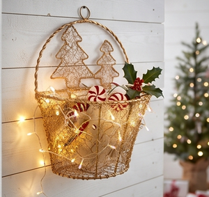 Cesta Colgante de Malla Metálica Premium para Montar en la Pared con Diseño de Árbol de Navidad para Decoración del Hogar y Almacenamiento - Product Image 5