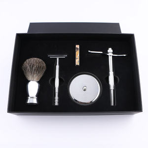 Men's Shaving Kit Metal Safety <b>Razor</b> <b>Set</b> Including Shaving <b>Razor</b>, Holder, Brush and Blades - Product Image 1