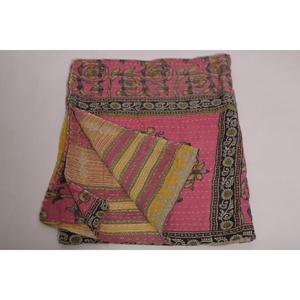 Handmade Printed Vintage Kantha <b>Quilt</b> Floral Cotton <b>Throw</b> Indian Boho Bedding Reversible Blanket Eco-Friendly Washable - Product Image 5