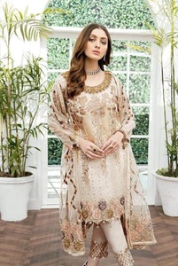 Robe traditionnelle indienne pakistanaise en soie et mousseline de soie 2021, dernière collection, entièrement brodée à la main, costume Salwar pour adultes, vente chaude 'Fancy' - Product Image 2