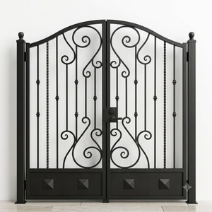 Portail double en fer forgé de style victorien, résistant à la rouille ; très durable, facile à assembler, thermolaqué, adapté à l'extérieur - Product Image 1