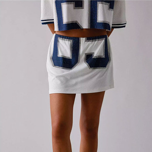 Ensemble Robe et Jupe Style Maillot de Football Américain Oversize Personnalisé avec Strass pour Femme – Vente en Gros, Logo Personnalisé - Product Image 4