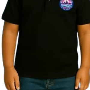 เสื้อโปโลปักลายสีดำสำหรับเด็กผู้ชาย แขนสั้นลำลอง ชุดนักเรียนประจำวัน เสื้อผ้าสไตล์สบายๆ ทันสมัย - Product Image 4