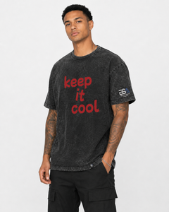 เสื้อยืดโอเวอร์ไซส์สีเทาพิมพ์ลายสำหรับผู้ชาย แบรนด์ Beazer Sports แขนสั้น คอกลม ผ้าฝ้ายลำลอง ลายกราฟิก ล้างสีแบบ Acid Wash - Product Image 4