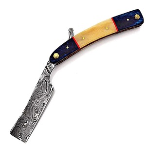 Navaja de Afeitar Recta de Acero de Damasco, Mango de Micarta Duradero, Herramienta Profesional para Barbería, Forjada a Mano - Product Image 3