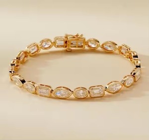 New Elegant Vintage Design Multi Shape Moissanite Diamond <b>Bracelet</b> Unisex Gold Plated at Reasonable Price For Export - Product Image 1