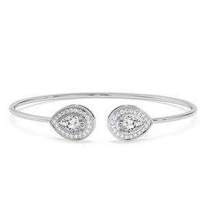 Nueva pulsera de oro macizo de 9k/10k/12k/14k/18k, elegante y moderna, modelo Thea Halo Flexi con diamantes de laboratorio, corte pera, para mujer. - Product Image 1