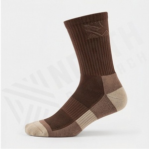 Brown Crew <b>Socks</b> Solid Color Knitted Breathable Cotton Polyester Spandex Adult Casual Daily Wear Autumn Style - Product Image 3