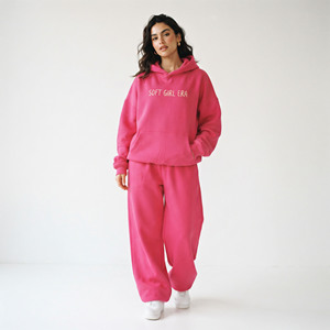Conjunto Deportivo Casual para Mujer, 100% Algodón, Felpa, Estampado, Corte Holgado, Hombros Caídos, Pantalones Anchos, Ropa Deportiva de Invierno - Product Image 6