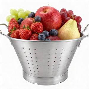 Premium professional grade with sturdy handle fruit <b>vegetable</b> rinsing steel colander - Product Image 1