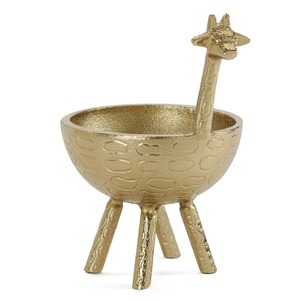 Cuenco decorativo de latón con forma de jirafa, adecuado para mesas de café, espacios de comedor y decoración de salas de estar, hecho a mano en India. - Product Image 1
