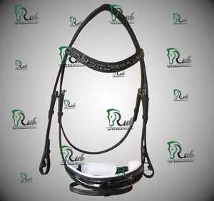 Cuerda de Cristal con Pedrería de Lujo, Halter de Cuero Negro Acolchado Suave y Duradero, Equipo Ecuestre Profesional para Doma y Salto - Product Image 1