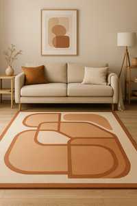 cream and orange rug premium quality hand tufted unique pattern Custom <b>Carpet</b> for Home Office Washable Picnic-Friendly - Product Image 5