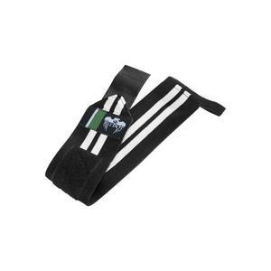 Muñequeras con Logotipo Personalizado de Marca Privada, Precio de Fábrica, Negras con Dos Franjas Blancas, Ajuste Seguro para Levantamiento de Pesas y Fitness - Product Image 1