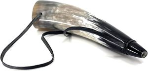 แตรวัวทำมือคุณภาพพรีเมียม 100% แตรเป่าสไตล์ไวกิ้ง แตรสัญญาณยุคกลาง ขัดเงา เป็นมิตรกับสิ่งแวดล้อม รูปทรงธรรมชาติ สวยงาม - Product Image 3