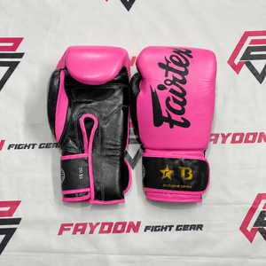 Gants de boxe Fairtex personnalisés, design sur mesure, fermeture auto-agrippante, noir et jaune, fabriqués à la main au Pakistan, cuir de vachette véritable. - Product Image 5