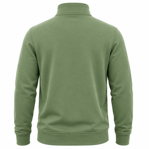 Pull en maille zippé vert olive pour homme, coupe classique, col montant, manches longues, couleur unie, respirant, idéal pour l'hiver - Product Image 2