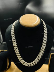Hip Hop Rhodium Plated 925 Silver - <b>VVS</b> Round Cut Moissanite <b>Diamond</b> Maimi Cuban Link <b>Chain</b> For Unisex - Product Image 1