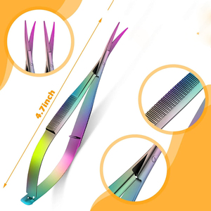 Stainless Steel Scissors with Curved Tip Blade Eyelash Eyebrow Micro Spring Scissors - Product Image 4