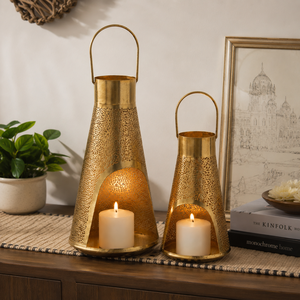 Vintage Decorative Metal <b>Lantern</b> Candle Holder Set Rustic <b>Hurricane</b> <b>Lanterns</b> For Living Room Patio Decoration - Product Image 4