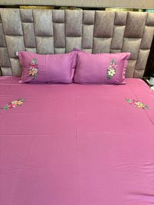 Petunia Floral Design Wine Color Embroidered Cotton Bedsheet <b>Set</b> Soft Luxury <b>Bedding</b> <b>Set</b> Queen Size High Quality - Product Image 2