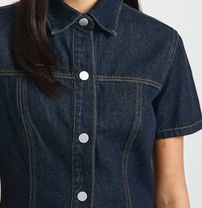 Vestido vaquero mini vintage lavado para mujer, ropa casual de moda para damas, fabricante de prendas OEM ODM, etiqueta personalizada, ropa al por mayor ODM - Product Image 6