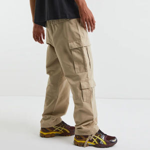Pantalon cargo pour homme en coton bouclette épais non brossé, chaud, ample, avec revers, style jogger, uni, pour le sport et la gym - Product Image 1