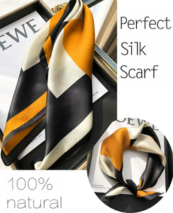 Elegant Women's 100% <b>Silk</b> <b>Square</b> <b>Scarf</b> Color Blocking Pattern Multi-Functional Fashion Accessory All Seasons - Product Image 5